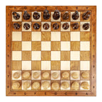 Compact chess set with extended board design and elegant finish
