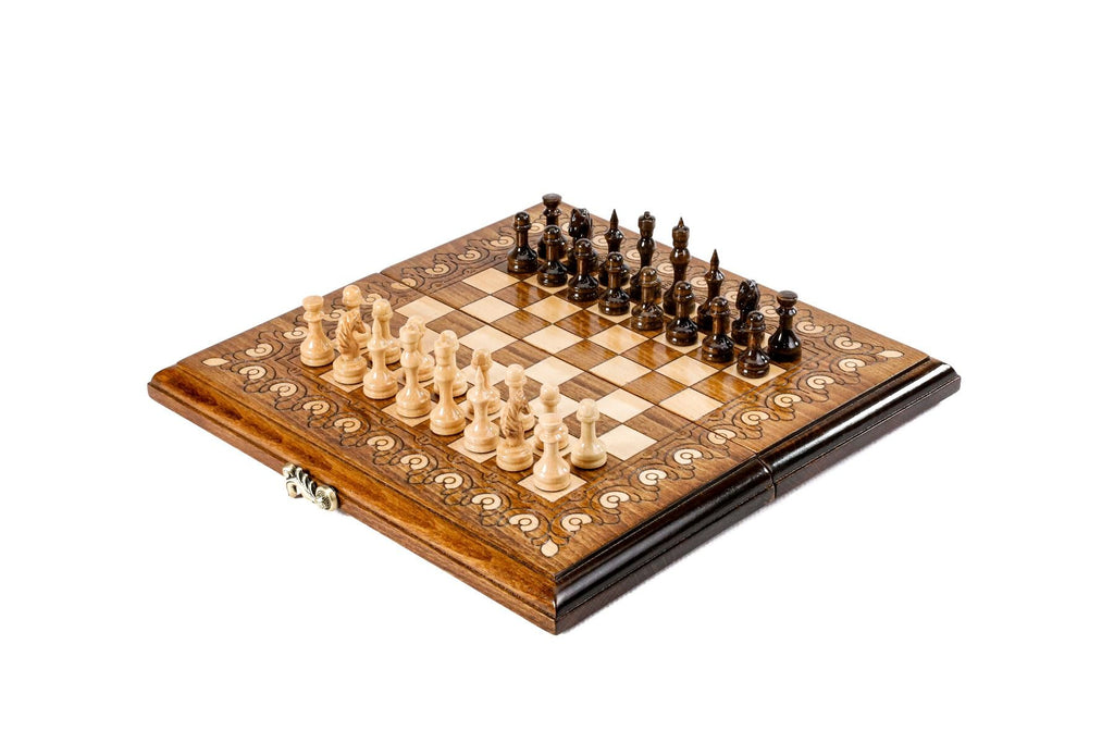 Compact handmade classic chess set 11.8 inch