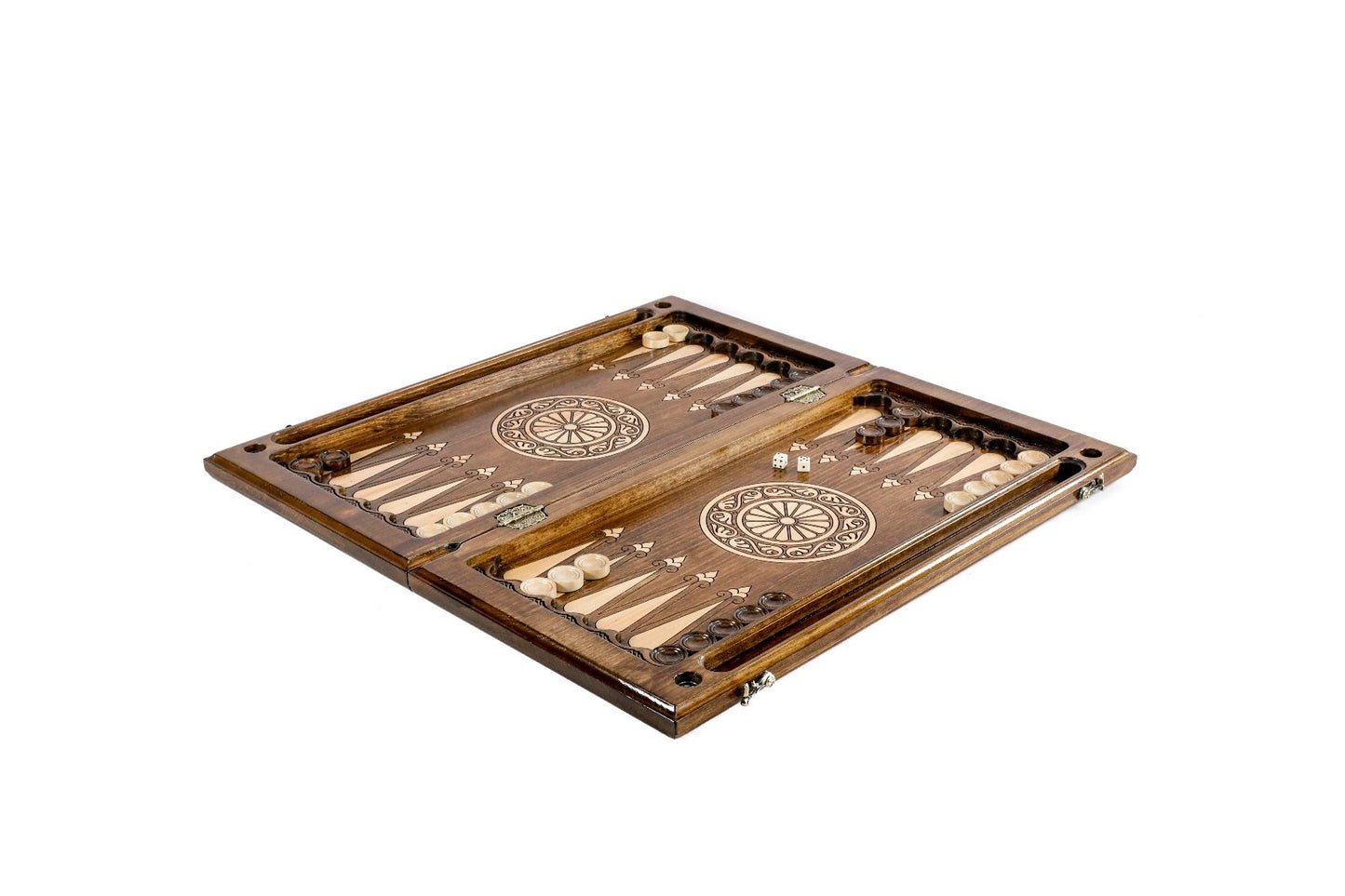 Ornamental bas-relief chess-backgammon classic