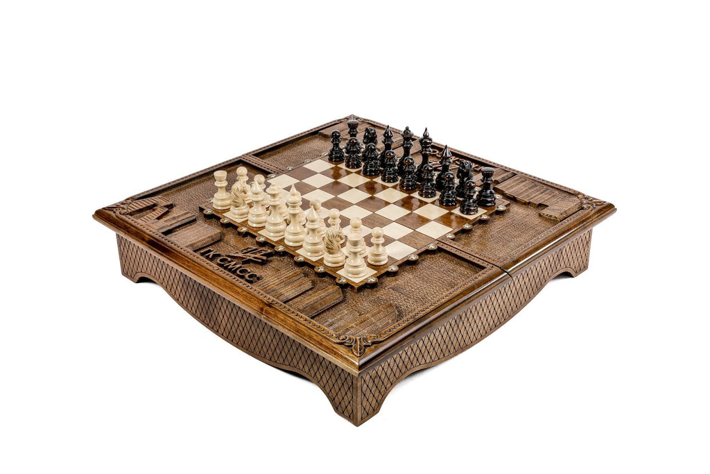 Luxury Armenian box style wooden chess set handcrafted design