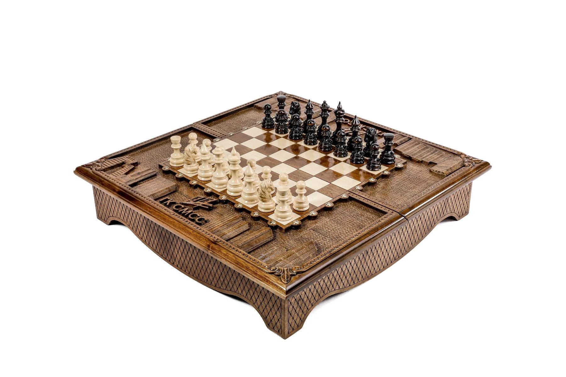 Luxury Armenian box style wooden chess set handcrafted design