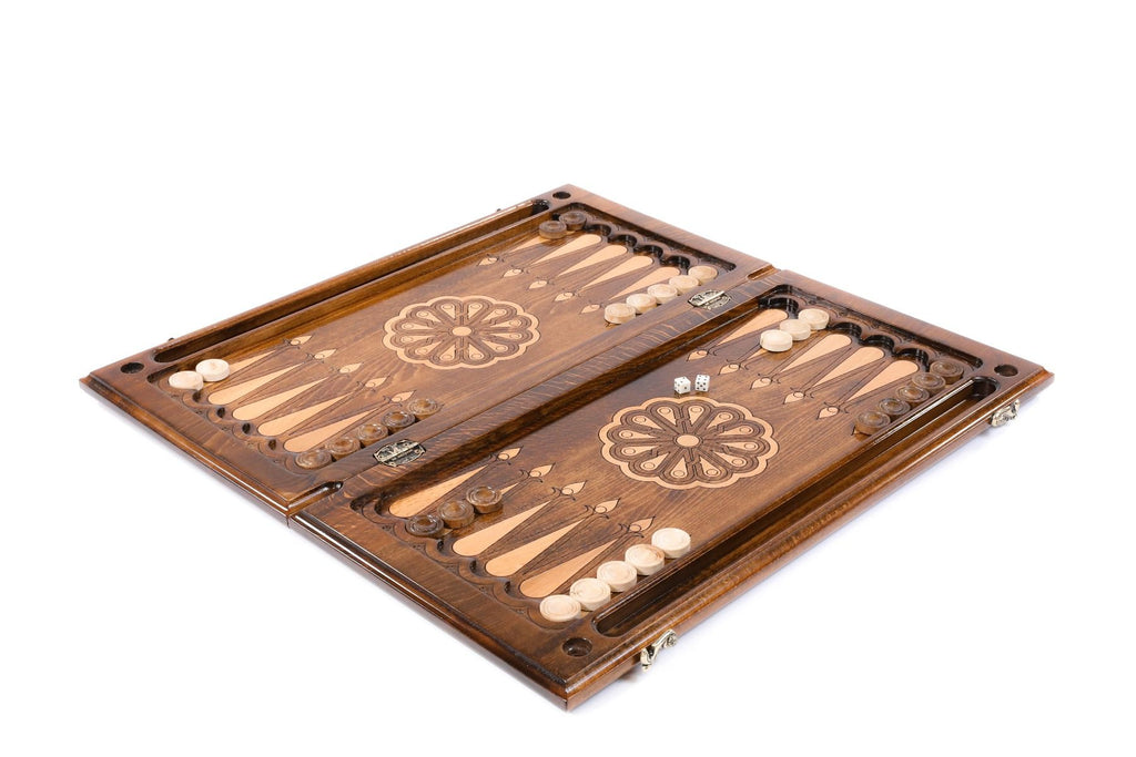 Classic Wooden Carved Backgammon Board Wolf 23.6" | 60 cm - Unumperfectus