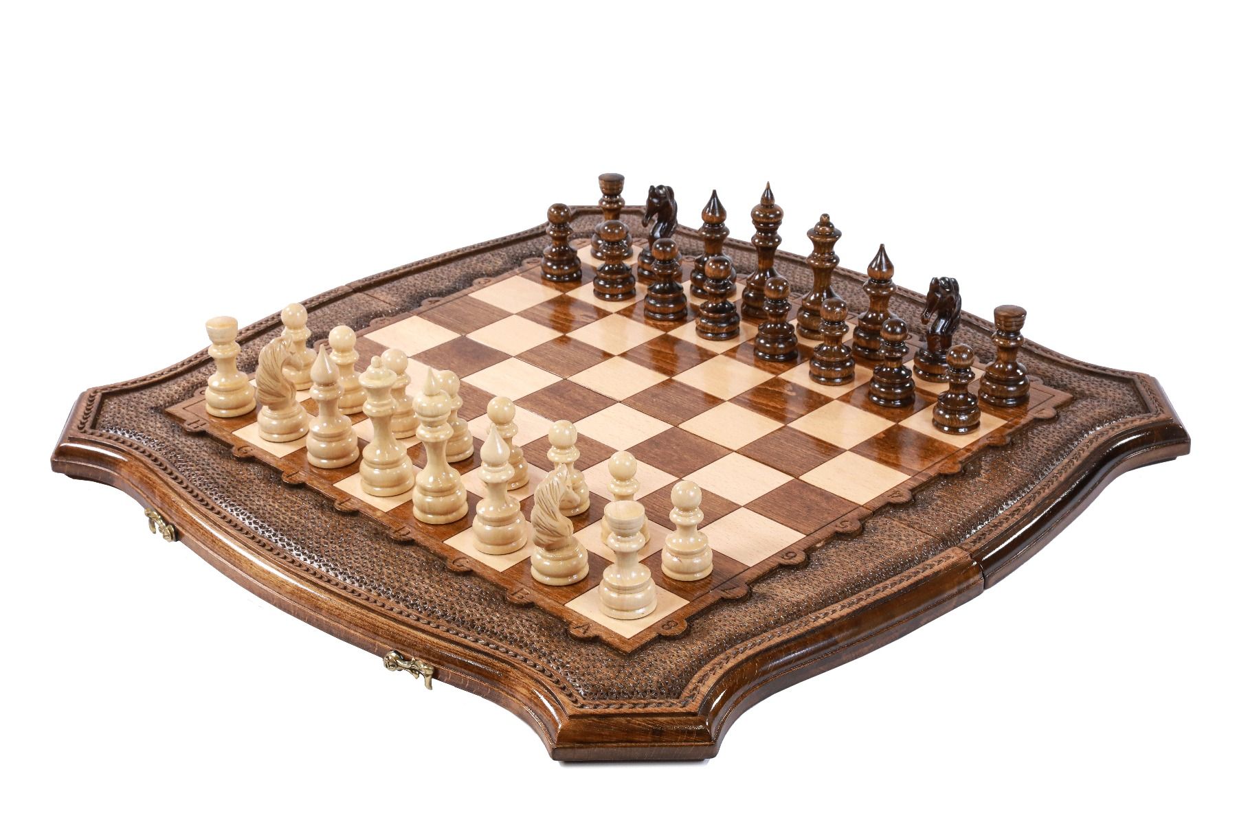 Carved Wooden Chess Set & Backgammon 60 cm / 24.7" - Unumperfectus