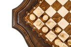 Carved cabriole legs with basket-weave panels
