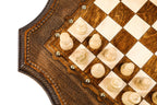Carved legs of the contour-outline chess table