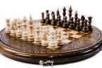 Premium artisan chess set elegant circular wooden artwork