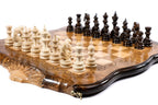 Handcrafted Armenian wooden chess board Ararat silhouette artwork