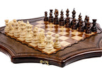Premium artisan chess set elegant star shaped wooden artwork