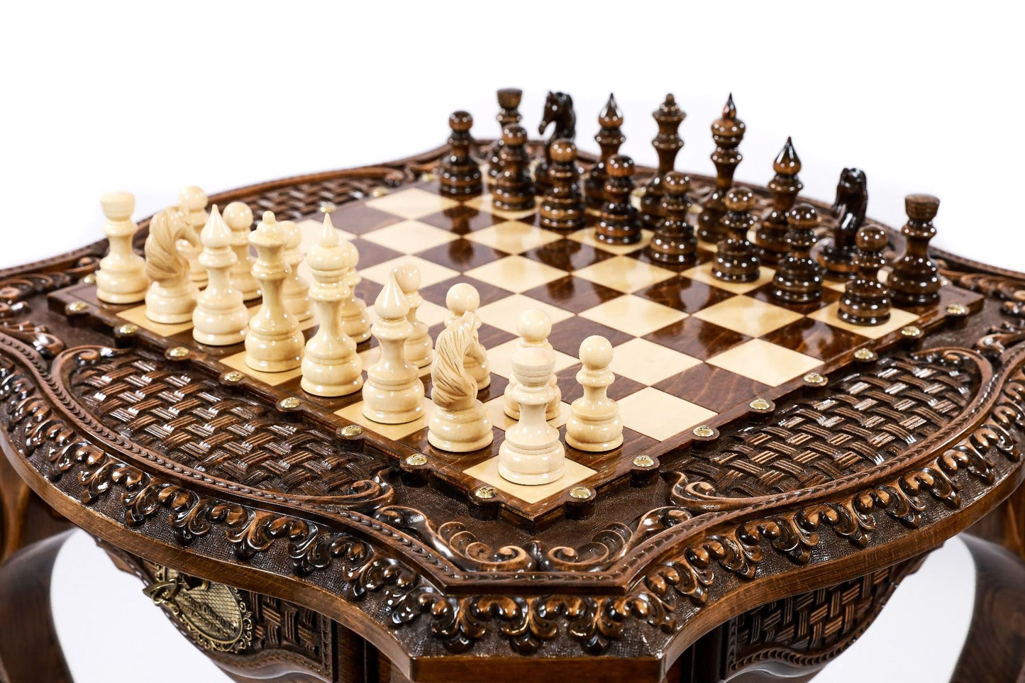 Chess Table Carved Luxurious