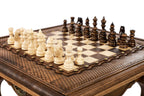 Side profile of the handmade Armenian chess table