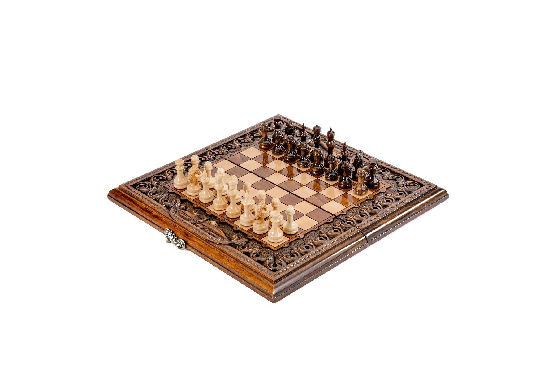Handmade Armenian chess and backgammon set with Mount Ararat design 15.7 inch