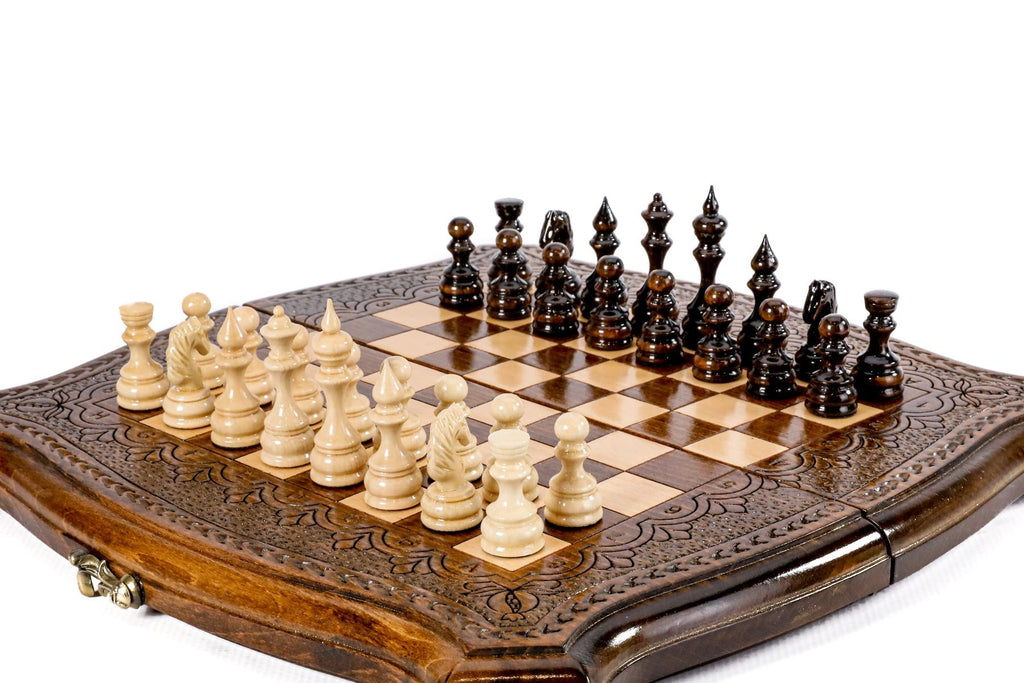 Premium artisan chess set refined geometric wooden craftsmanship