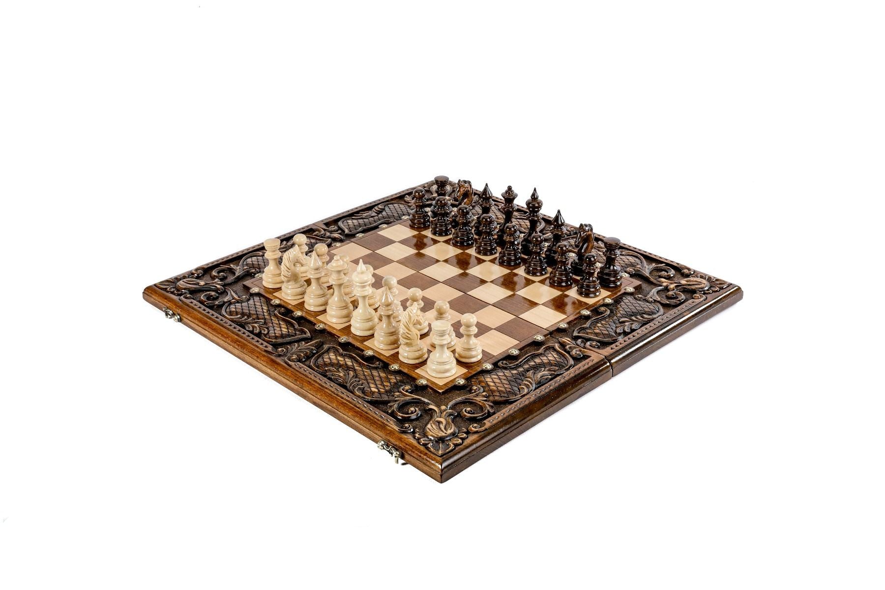 Ornamental bas-relief chess-backgammon classic - Unumperfectus