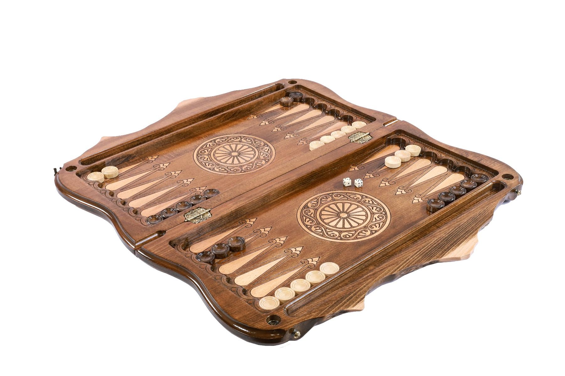 Chess-backgammon with braid-pattern with copyrighted Mount - Unumperfectus