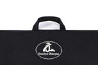 Hrachya Ohanyan logo on the black carrying bag, close-up