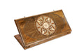 Armenian ornament backgammon set closed, pale leaf ornament round an eternity whirl in a lattice cartouche, 19.6 inch / 50 cm