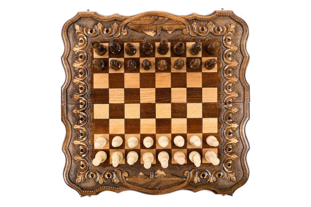 Armenian Ornamental Chess Set & Backgammon Board 23.6" | 60 cm - Unumperfectus