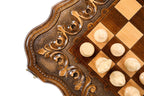 Armenian Ornamental chess and backgammon set - detail of the carved border