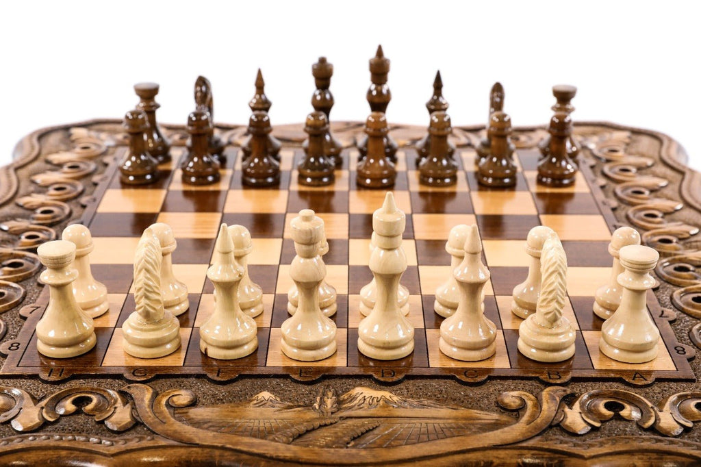 Armenian Ornamental Chess Set & Backgammon Board 23.6" | 60 cm - Unumperfectus