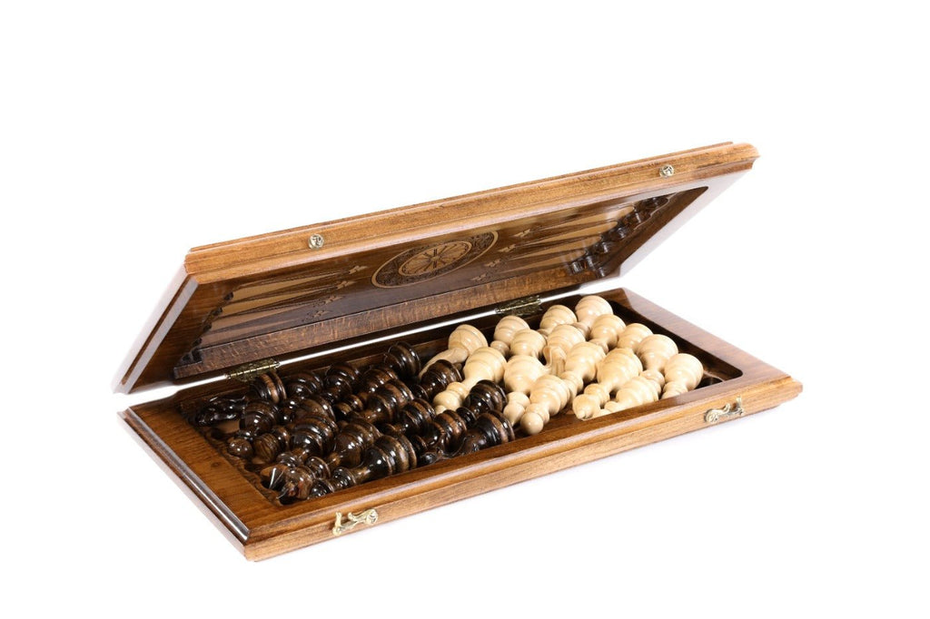 Wooden Chess Set & Backgammon Board Classic — 50 cm | 19.7" - Unumperfectus