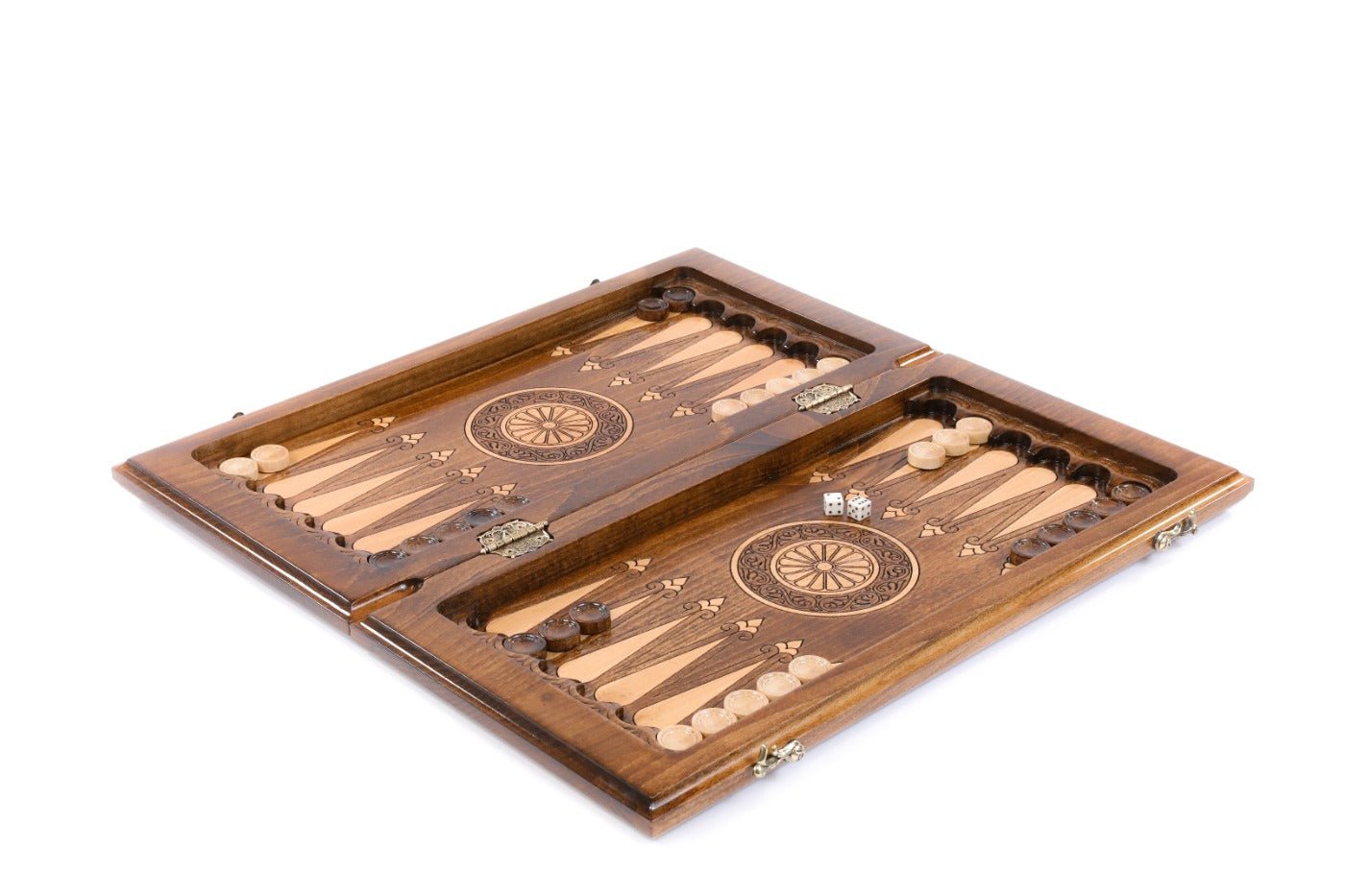 Wooden chess and backgammon classic set natural grain finish elegant board