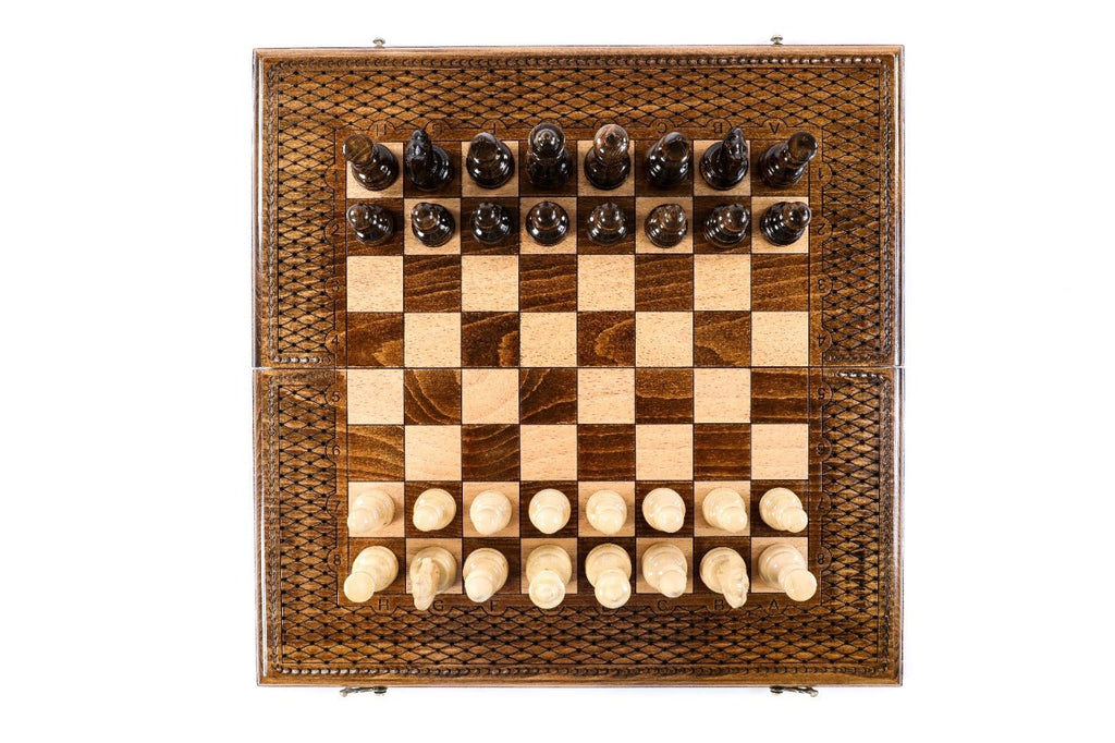 Wooden Chess Set & Backgammon Board Classic — 50 cm | 19.7" - Unumperfectus