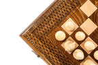 Classic chess and backgammon set - close-up of the playing squares