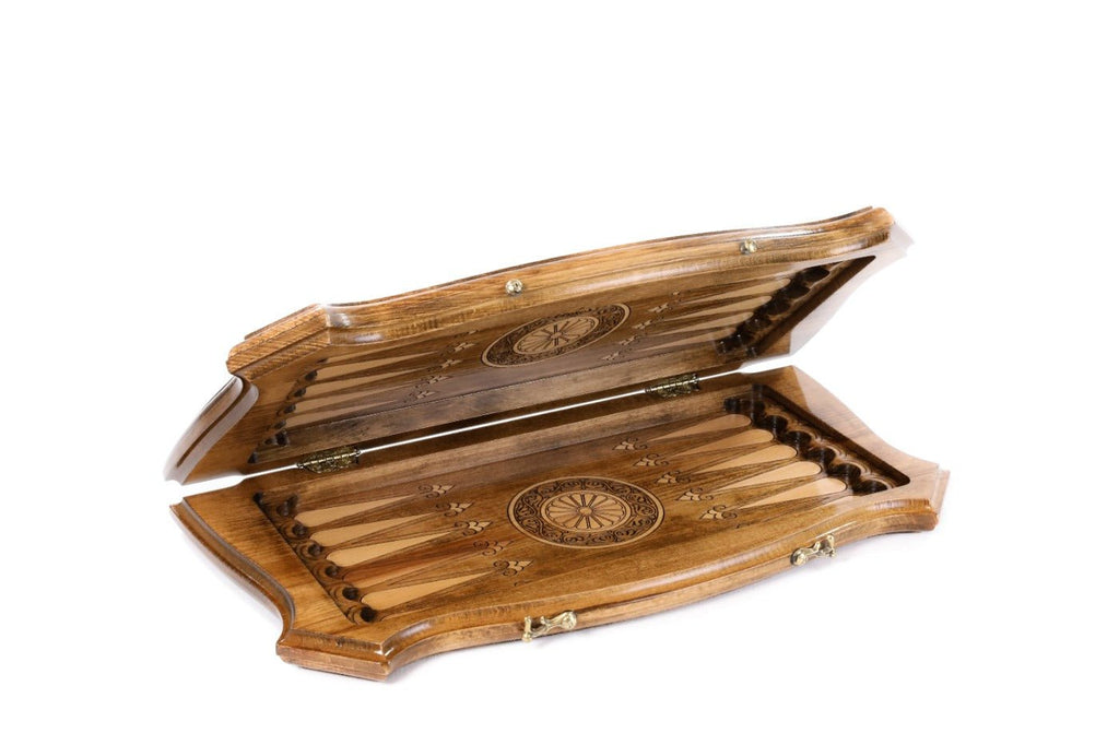 Wooden Carved Chess Set & Backgammon Board  50 cm / 19.6" - Unumperfectus