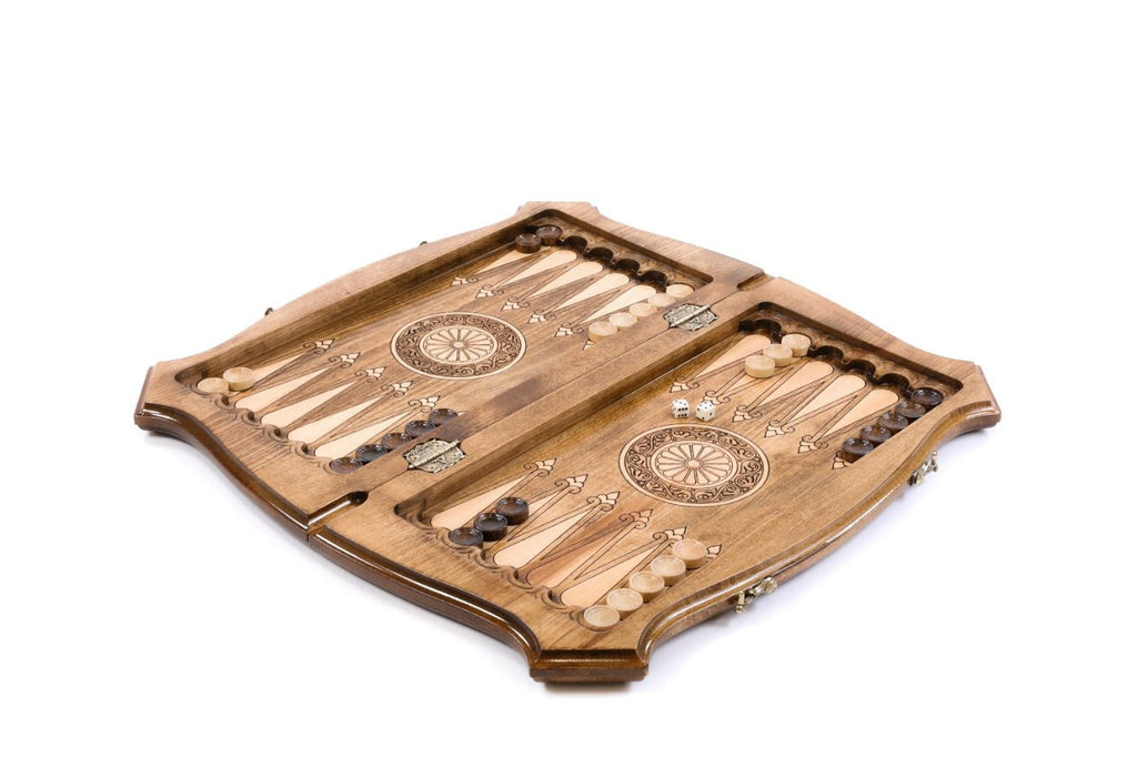Premium luxury wooden chess board with artistic contour outline design