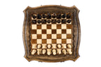 Carved / chess and backgammon set - chess pieces set up for play