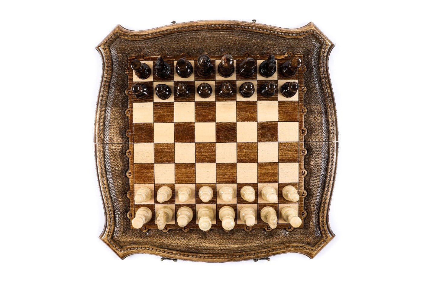 Wooden Carved Chess Set & Backgammon Board  50 cm / 19.6" - Unumperfectus