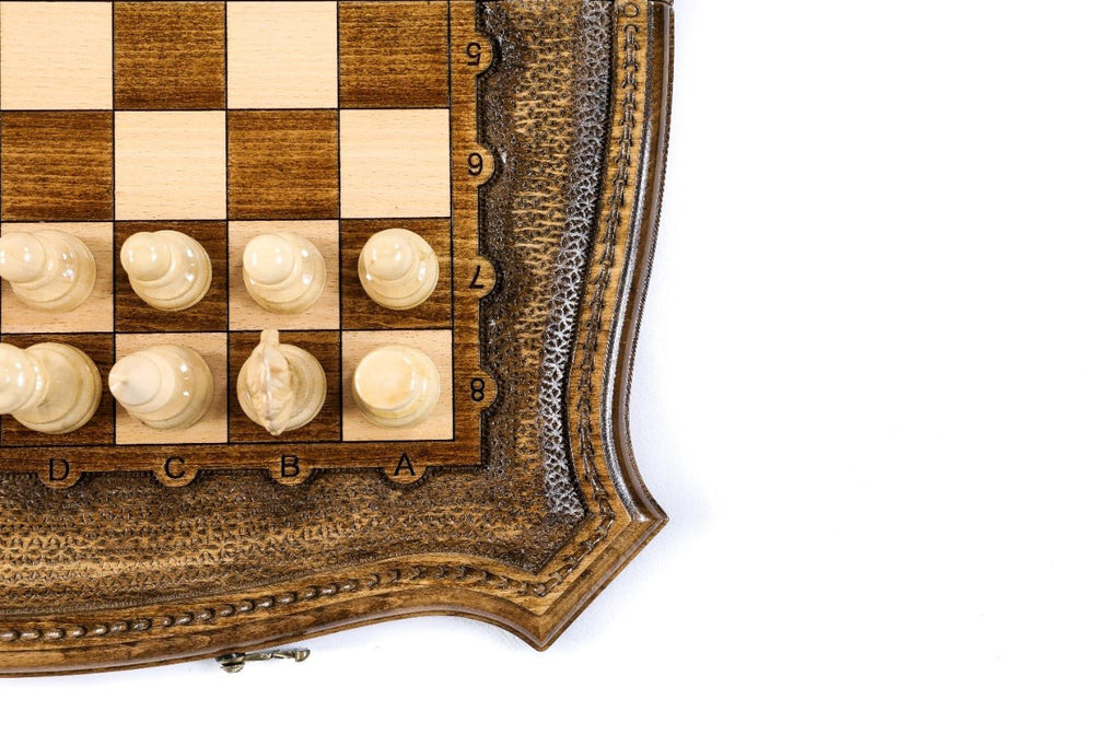 Wooden Carved Chess Set & Backgammon Board  50 cm / 19.6" - Unumperfectus