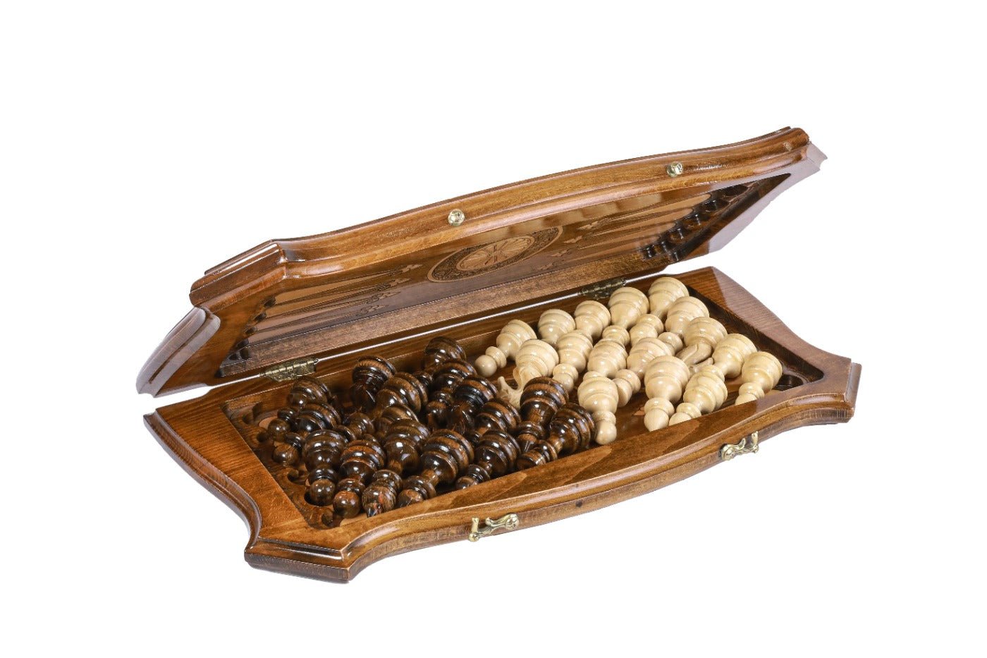 Wooden Chess Set & Backgammon Board With Braid Pattern 50 cm | 19.7" - Unumperfectus