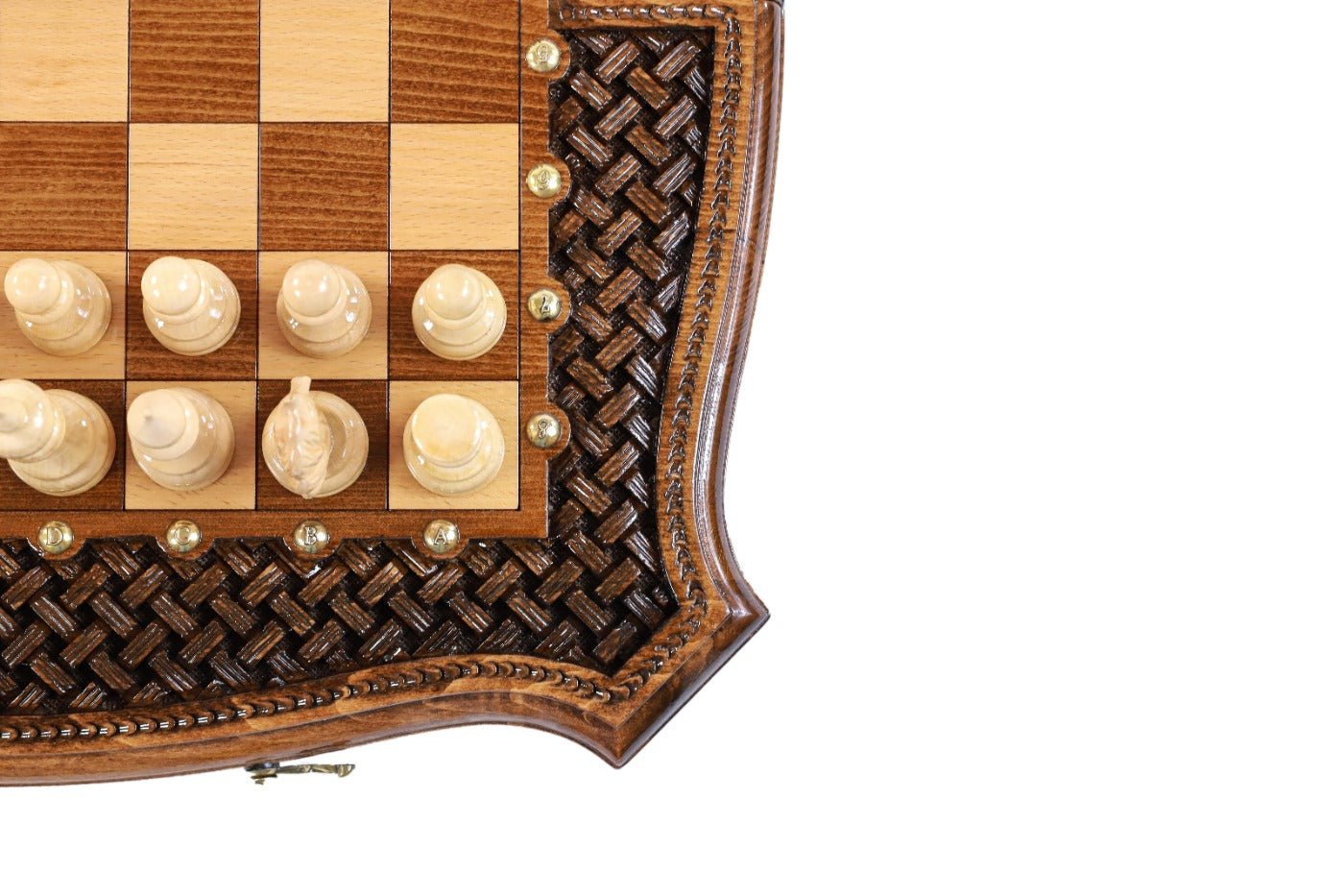 Wooden Chess Set & Backgammon Board With Braid Pattern 50 cm | 19.7" - Unumperfectus