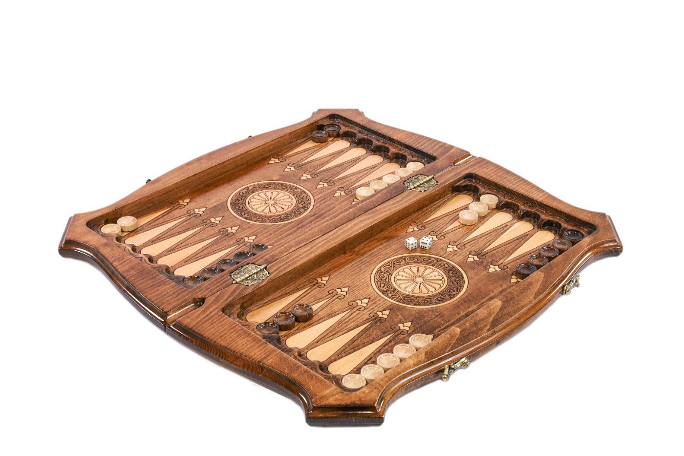 Premium luxury wooden chess board with decorative braid artwork