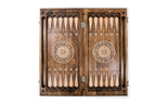 Ornamental Snowflake backgammon board - side profile showing the craftsmanship