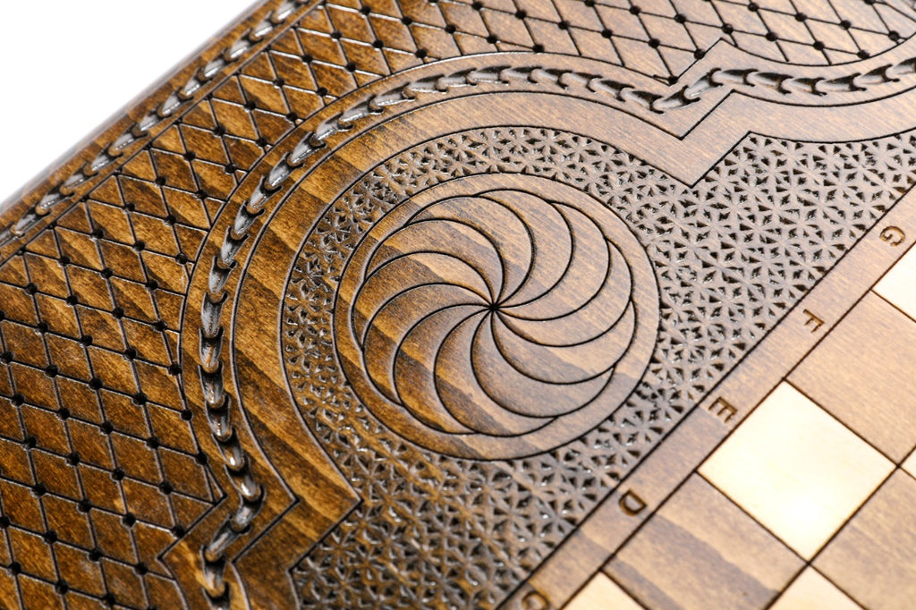 Backgammon Board - Ornamental Snowflake Motif - Unumperfectus