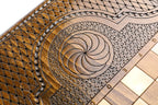 Ornamental Snowflake Motif backgammon board - side profile showing the craftsmanship