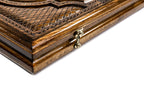 Pomegranate Heritage Design backgammon board - close-up of the carved design