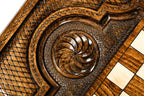 Pomegranate Heritage Design backgammon board - detail of the wood grain and finish