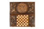 Coat of Arms of Russian Federation backgammon board - corner detail of the board