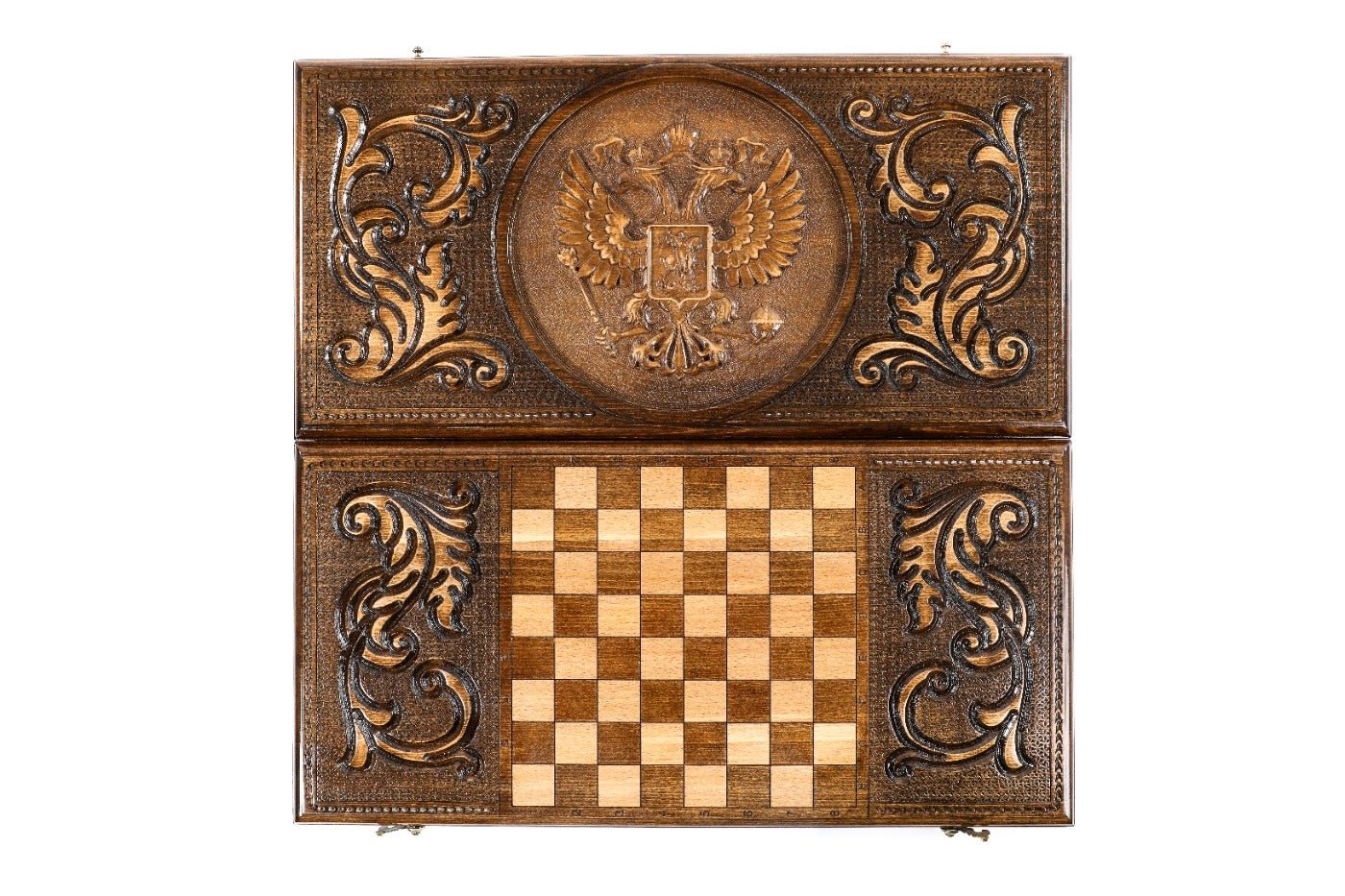 Wooden Backgammon Board Coat of Arms of Russian Federation 23.6" | 60 cm - Unumperfectus