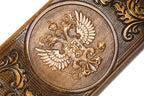 Handcrafted backgammon set with Russian emblem detailing