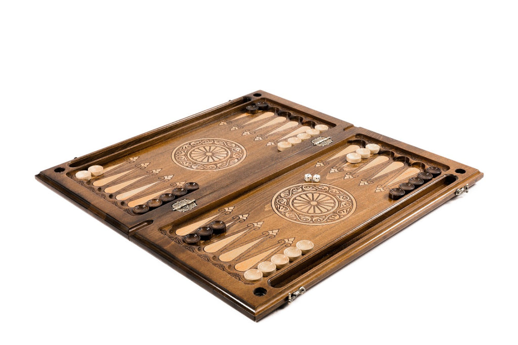 A close-up of the hand-carved textures and solid wood finish, illustrating the high-quality craftsmanship of the classic design.