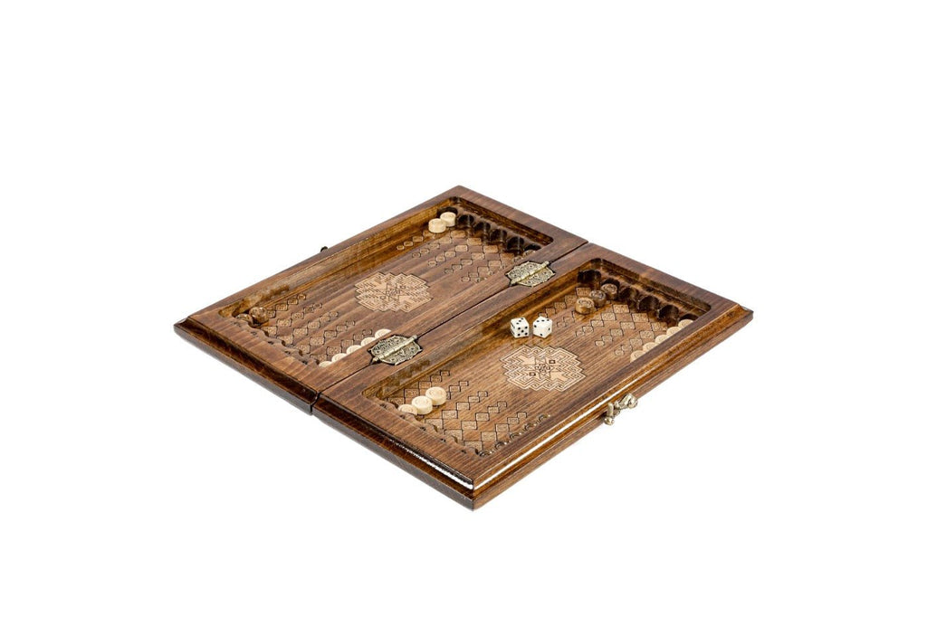 Premium luxury wooden chess board with traditional carpet inspired artwork