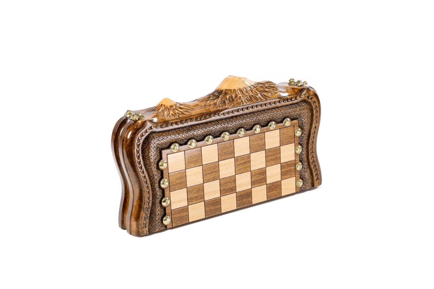 Wooden Carved Chess Set & Backgammon Board 30 cm | 11.8" - Unumperfectus