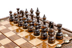 Carved chess and backgammon set - side profile of the board