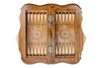 Carved chess and backgammon set - corner detail of the board