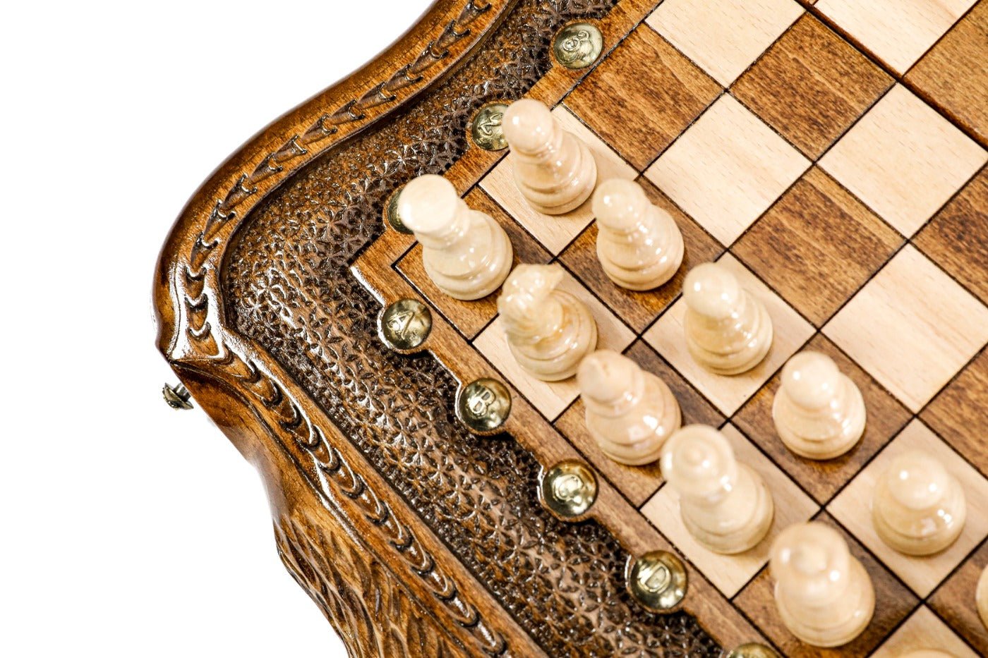 Wooden Carved Chess Set & Backgammon Board 30 cm | 11.8" - Unumperfectus
