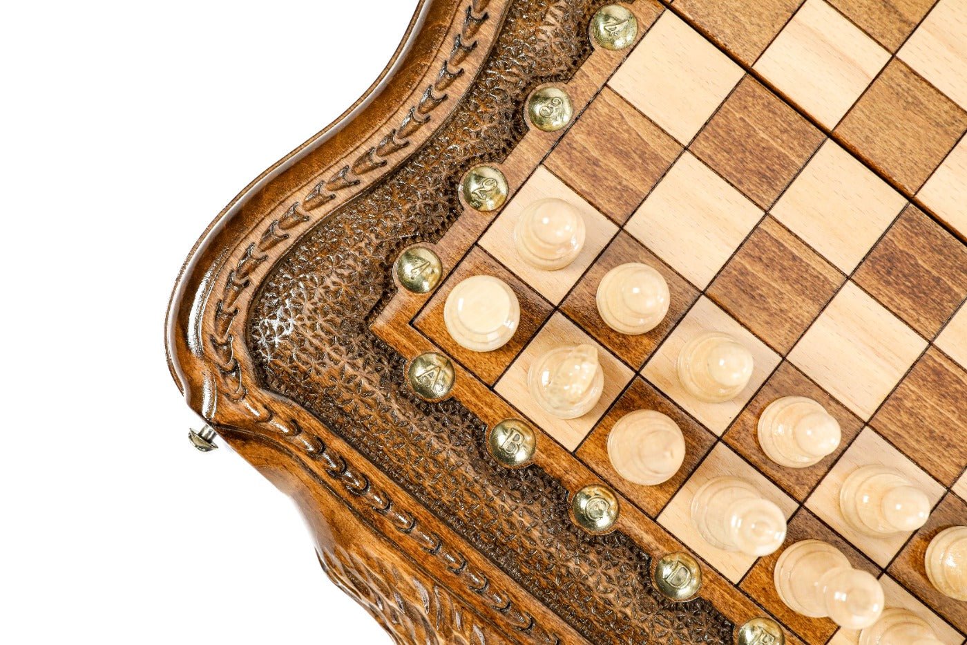 Wooden Carved Chess Set & Backgammon Board 30 cm | 11.8" - Unumperfectus